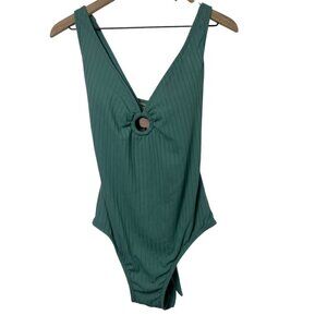 Kona Sol Women’s One-Piece Swimsuit Size Large Green Padded Tie-Back
